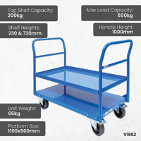 Heavy Duty Double Handle 2 Tier Trolley 