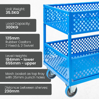 2 Tier Steel Double Basket Trolley