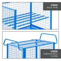 Mesh Cage Trolley with Drop Down Gate & Lockable Lid