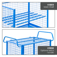 Mesh Cage Trolley with Lockable Double Swing Mesh Doors & Lockable Lid