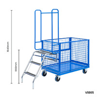 Mesh Cage Trolley with Lockable Double Swing Mesh Doors & Lockable Lid