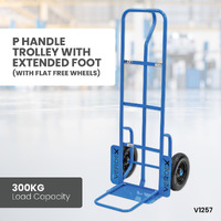 ‘P’ Handle Trolley with extended Foot (Flat free wheels)