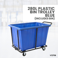 280L Plastic Bin Trolley - Blue 