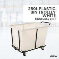 280L Plastic Bin Trolley - White