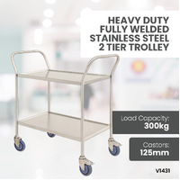 Heavy Duty Fully Welded Stainless Steel Tier Trolley