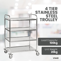 4 Tier Stainless Steel Trolley