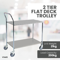 2 Tier Flat Deck Trolley (Stainless Shelves)