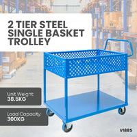 2 Tier Steel Single Basket Trolley