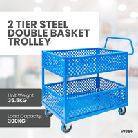 2 Tier Steel Double Basket Trolley