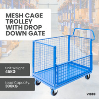 Mesh Cage Trolley with Drop Down Gate