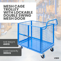 Mesh Cage Trolley with Lockable Double Swing Mesh Door