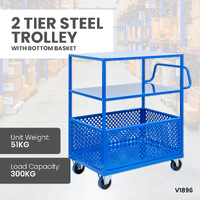 2 Tier Trolley with Bottom Basket