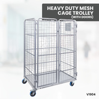 Heavy Duty 3-Sided Mesh Cage Trolley (with Doors)