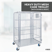 Heavy Duty Mesh Cage Trolley (with Doors & Roof)