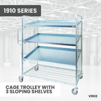 1910 Series - Cage Trolley with 3 Sloping Shelves