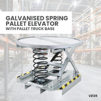 Galvanised Spring Pallet Elevator with Pallet Truck Base