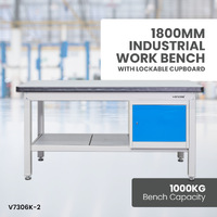 1800mm Industrial Work Bench with Lockable Cupboard