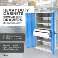 Heavy Duty Industrial Storage Cabinets 2 Drawer Cabinet ( 1 x 100mm & 1 x 200mm drawers)