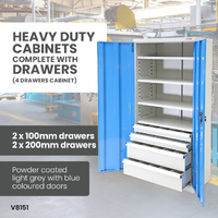 Heavy Duty Industrial Storage Cabinets 4 Drawer Cabinet ( 2 x 100mm & 2 x 200mm drawers)