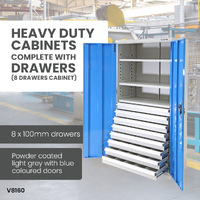 Heavy Duty Industrial Storage Cabinets 8 Drawer Cabinet ( 8 x 100mm drawers)