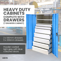 Heavy Duty Industrial Storage Cabinets 7 Drawer Cabinet (2 x 100mm & 5 x 200mm drawers)