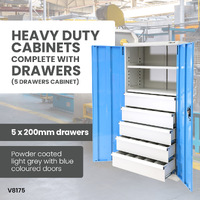 Heavy Duty Industrial Storage Cabinets 5 Drawer Cabinet ( 5 x 200mm drawers)