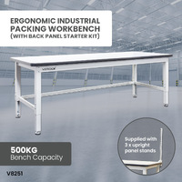 Ergonomic Industrial Packing Workbench (with back panel starter kit)