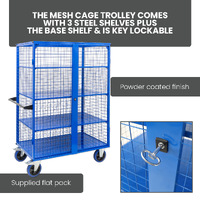 Light Duty Mesh Cage Trolley (With Steel Shelves)