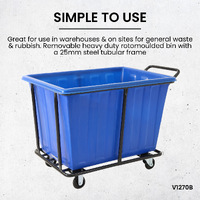 280L Plastic Bin Trolley - Blue 