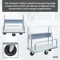 Transport Trolley with Storage Tray (Polyurethane Castors)