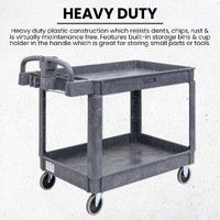 2 Tier Plastic Utility Cart (with Ergonomic Handle)