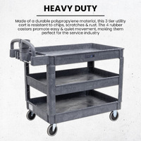 3 Tier Plastic Utility Cart (with Ergonomic Handle)