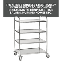 4 Tier Stainless Steel Trolley