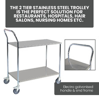 2 Tier Flat Deck Trolley (Stainless Shelves)