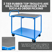 2 Tier Rubber Top Trolley