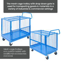 Mesh Cage Trolley with Drop Down Gate & Lockable Lid