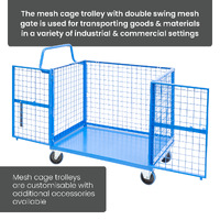 Mesh Cage Trolley with Lockable Double Swing Mesh Door