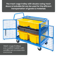 Mesh Cage Trolley with Lockable Double Swing Mesh Doors & Lockable Lid