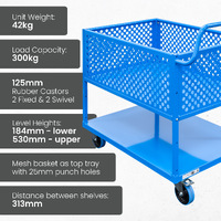 2 Tier Steel Half Height Single Basket Trolley