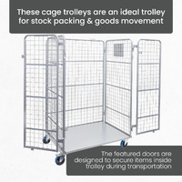 Heavy Duty 3-Sided Mesh Cage Trolley (with Doors)