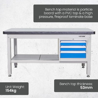 2100mm Industrial Work Bench with Lockable 3 Drawer Unit