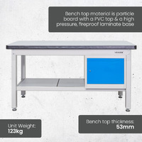 2100mm Industrial Work Bench with Lockable Cupboard