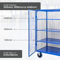 Light Duty Mesh Cage Trolley (With Steel Shelves)