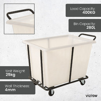 280L Plastic Bin Trolley - White