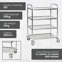 4 Tier Stainless Steel Trolley