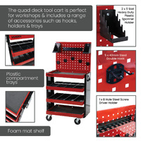 Quad Deck Tool Cart (with tool board)