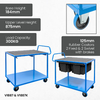 2 Tier Rubber Top Trolley