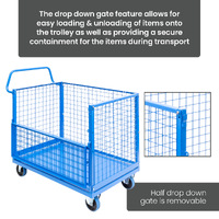 Mesh Cage Trolley with Drop Down Gate