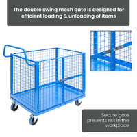 Mesh Cage Trolley with Lockable Double Swing Mesh Door