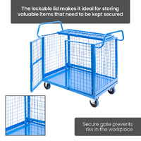 Mesh Cage Trolley with Lockable Double Swing Mesh Doors & Lockable Lid